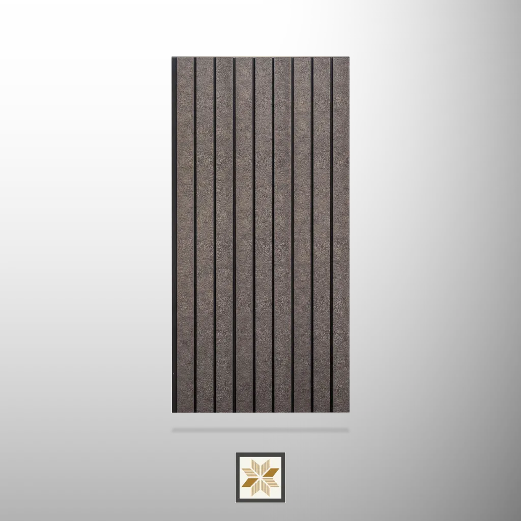 8x0.39 feet | 12 mm Grey Leather louvers (suitable for Bedroom, Hotel, Living Room, Office, Restaurant) | LV-24313