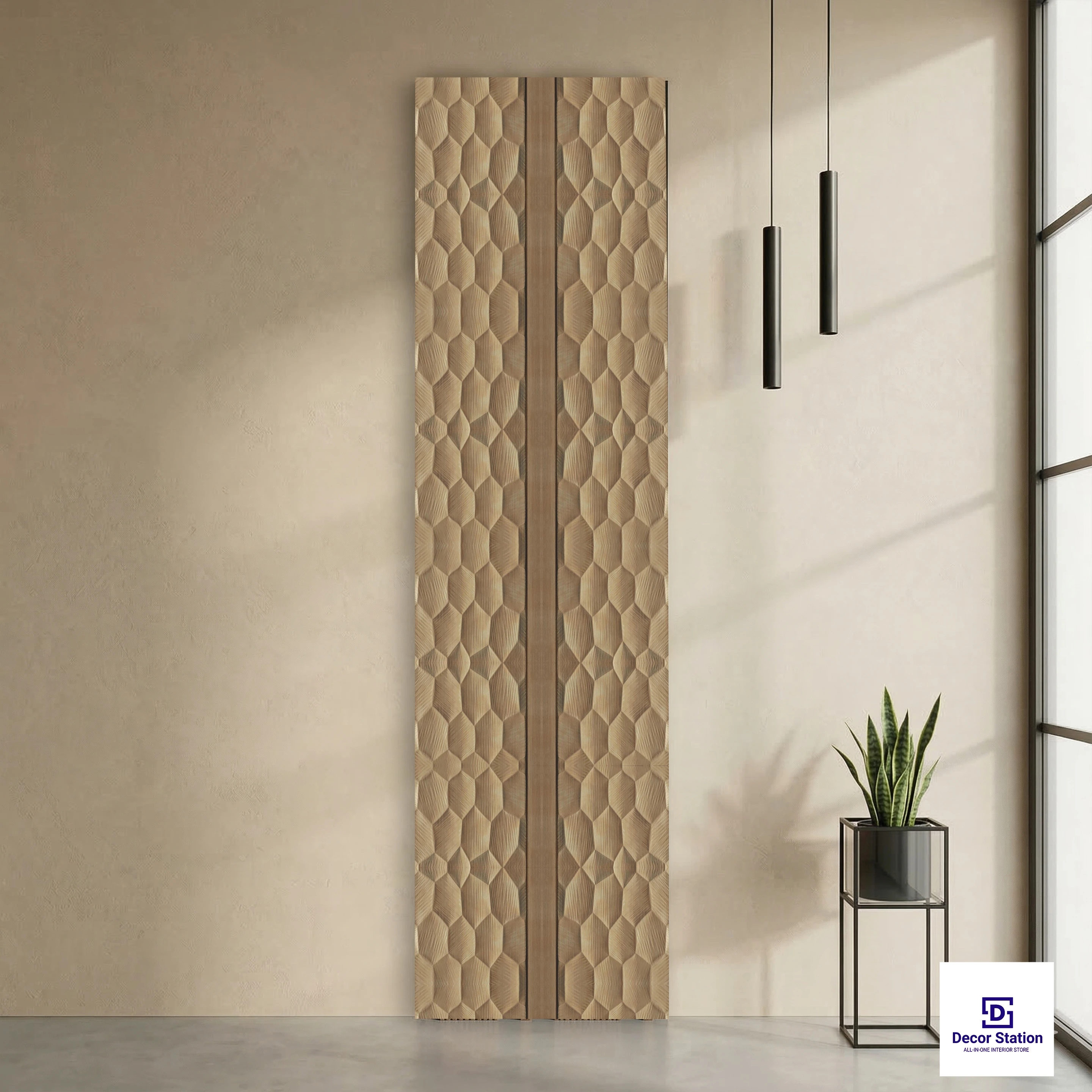 MN-9539 Golden Pattern Fluted Texture 9.5x0.39 ft 7mm Wall Panel | PN-53099-A