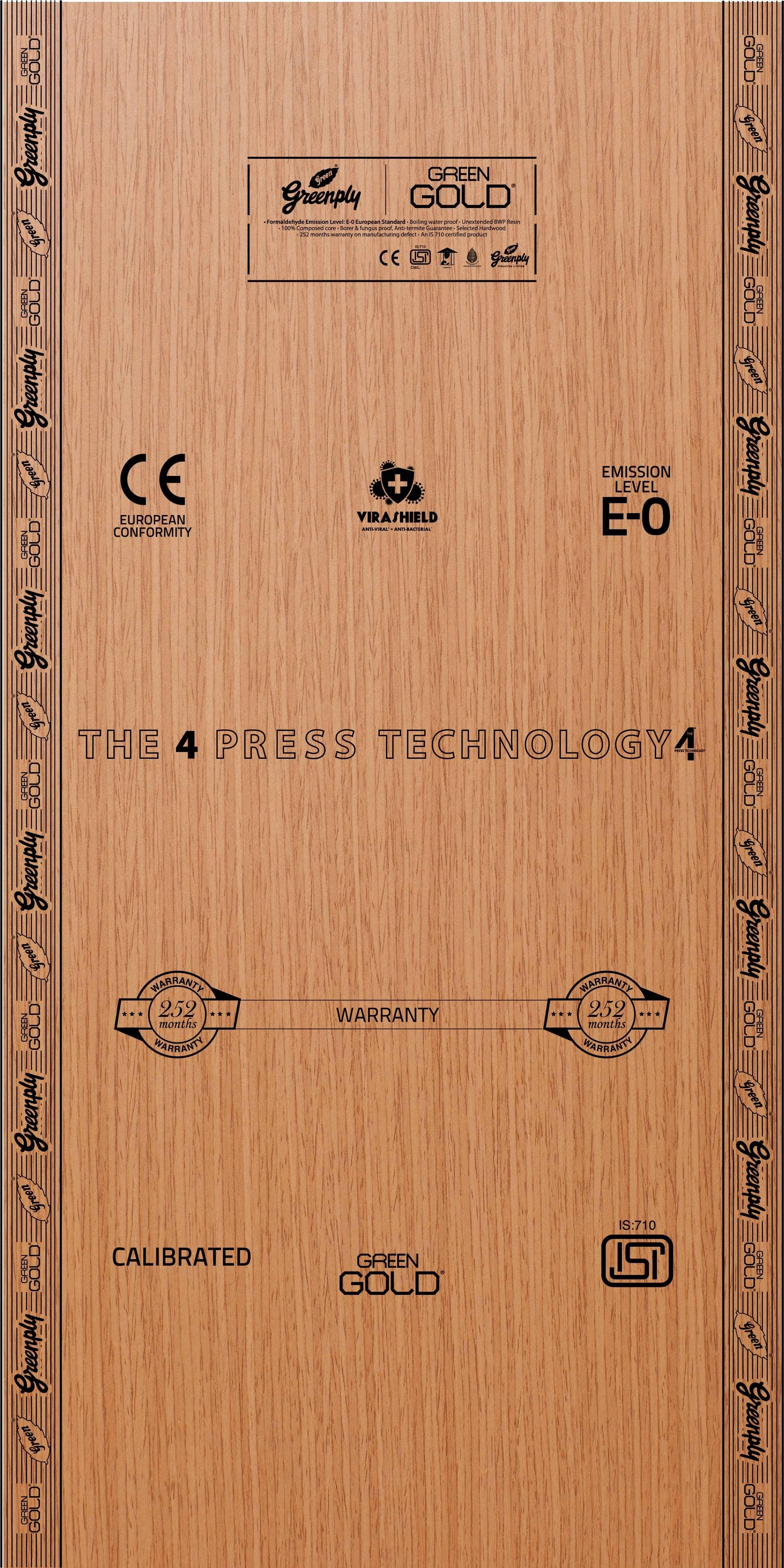 Eucaliptus Green Gold Brown Plywood (7x4 feet,12 mm) : PB-35859-B