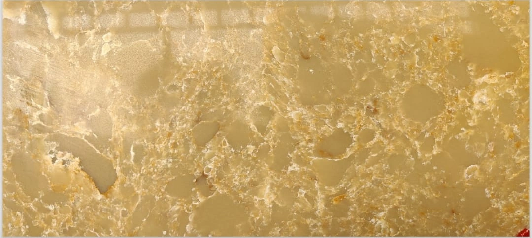 QRS-41145 Gold Marigold Quartz (1620x3220 mm,20 mm) | Use case in Kitchen, commercial