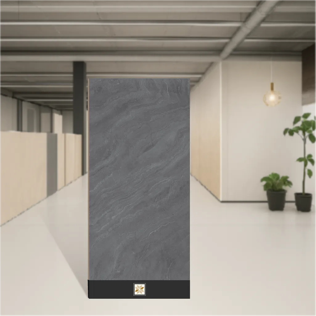 Vitrified Marmi Slate Grey Marbles & Stones Matt Rectangular Tiles TL-1029 (4x2 feet | 9 mm)
