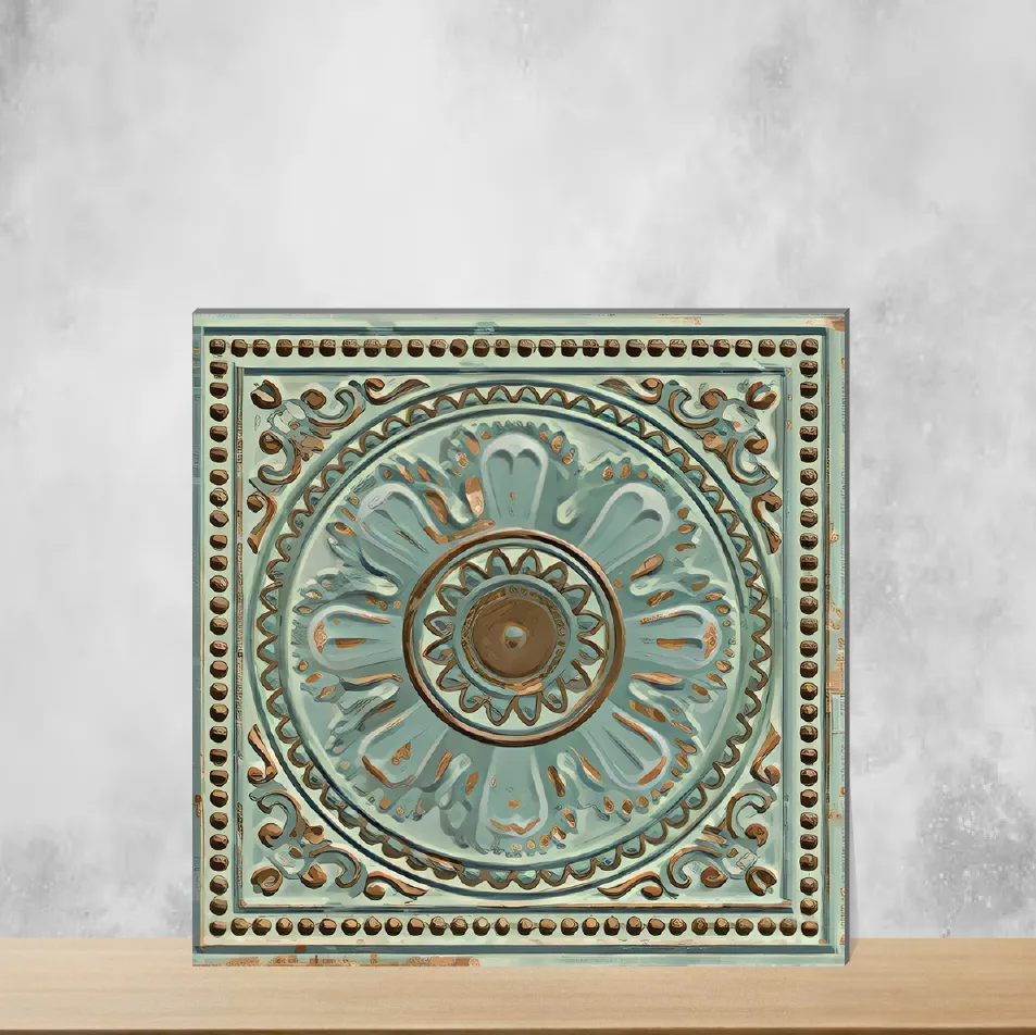 Ceramic Imperial Grace Decor Antique Floral Green Moroccans Matt Square Tiles TL-8505-E (12x12 inch | 9 mm)