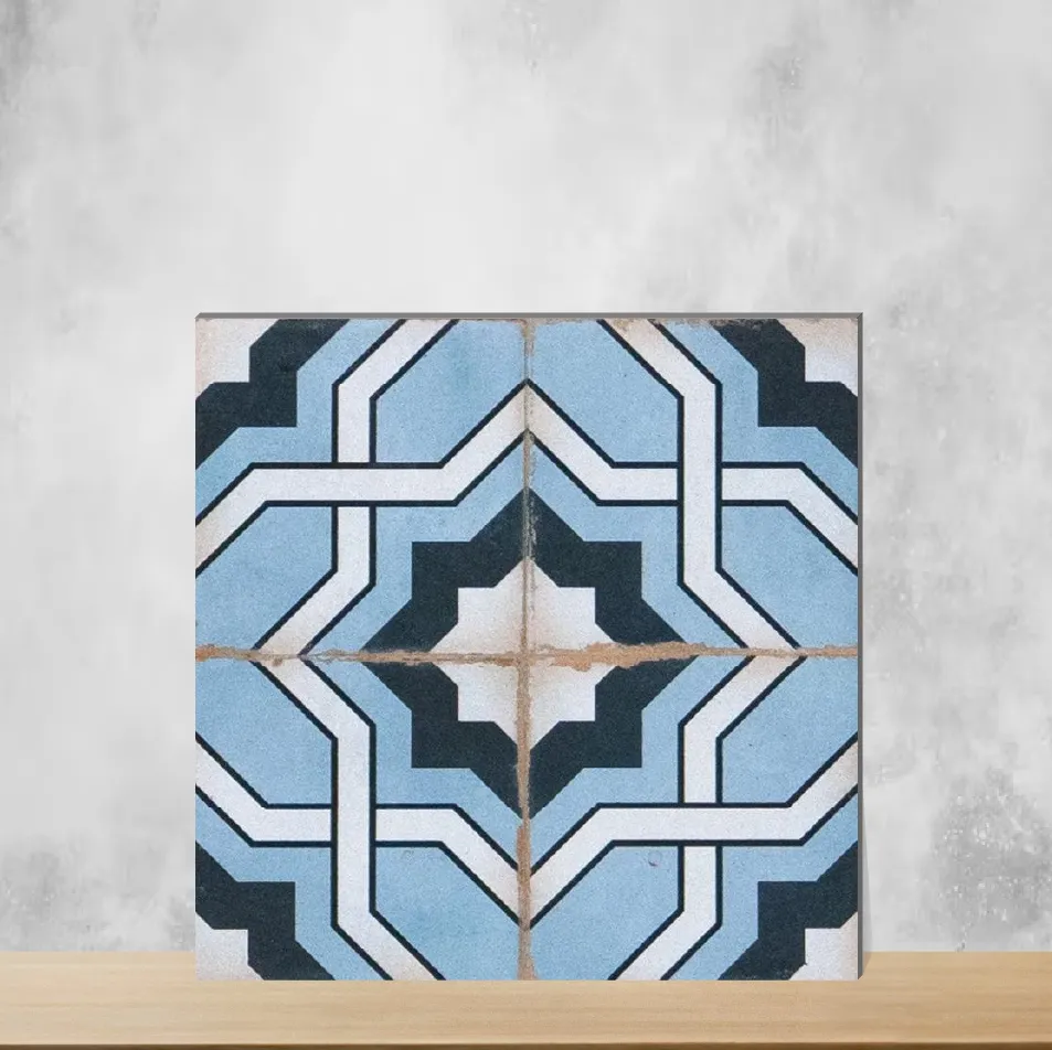 Tropea Ornate Blue Moroccans Matt Square Tiles TL-1086-C (8x8 inch | 8 mm)