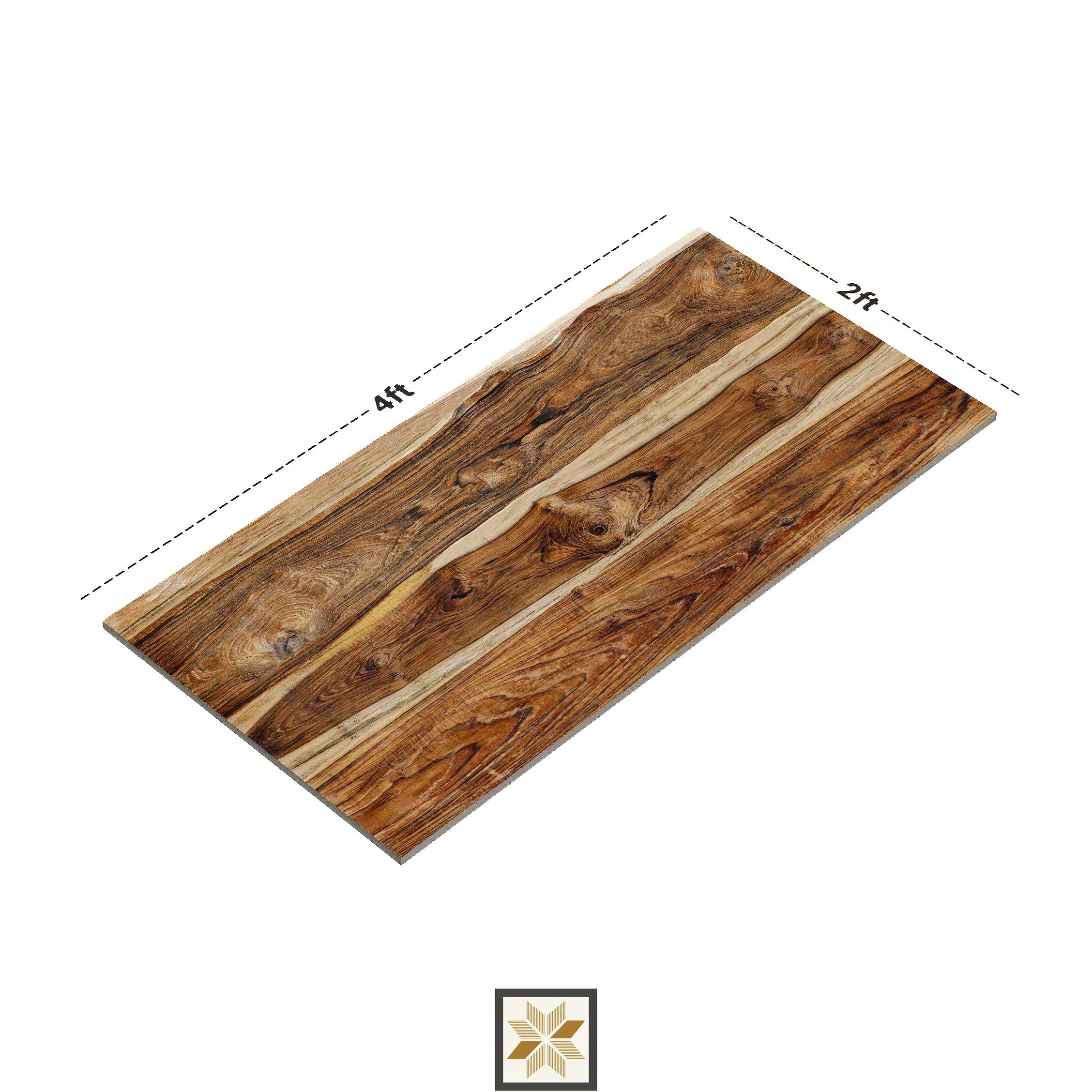 Vitrified Marrone Brown Wooden Effect Matt Rectangular Tiles TL-1149 (4x2 feet | 9 mm)