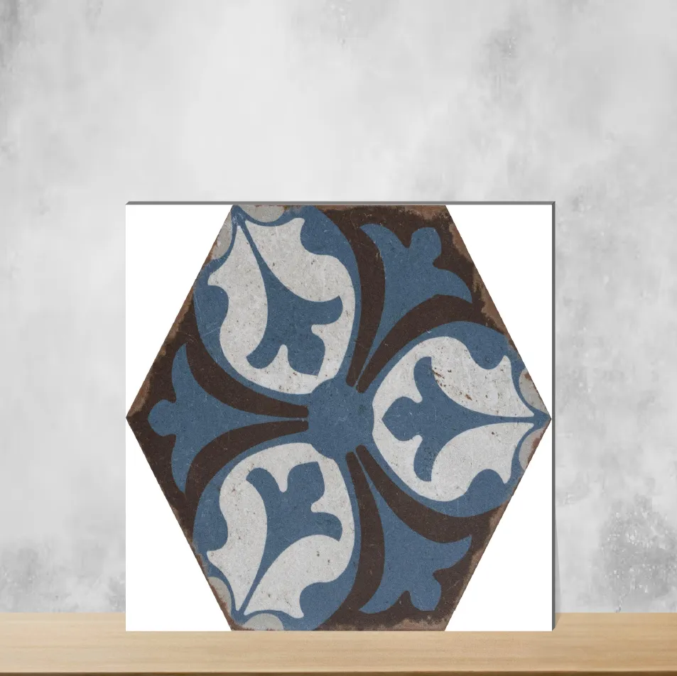 Hexalite Decor 2 Cinder Smoke Tropical Florals Matt Rectangular Tiles TL-1171-D (10x9 inch | 8 mm)