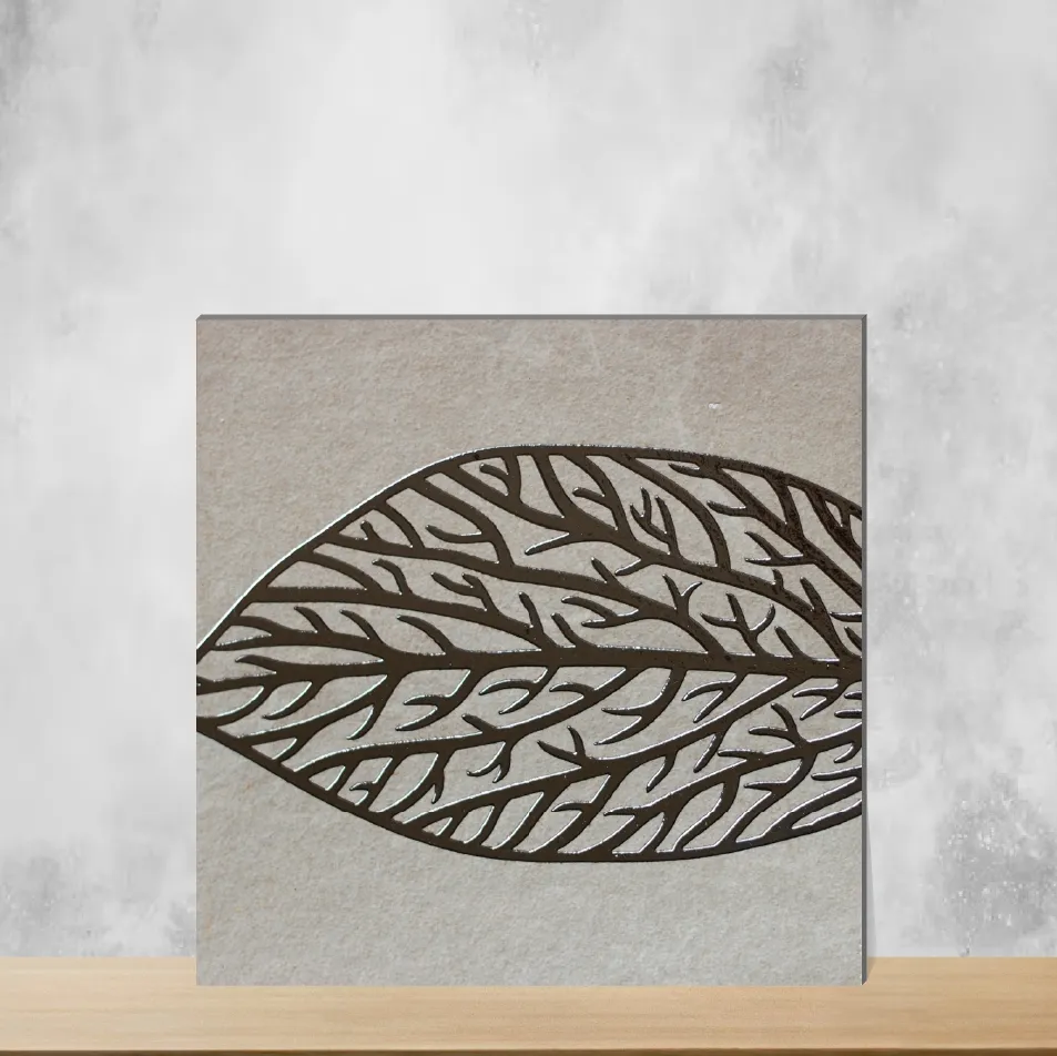 Vitrified Leaf Apex Leaf Vein Square Tiles TL-167-D (8x8 inch | 9 mm)