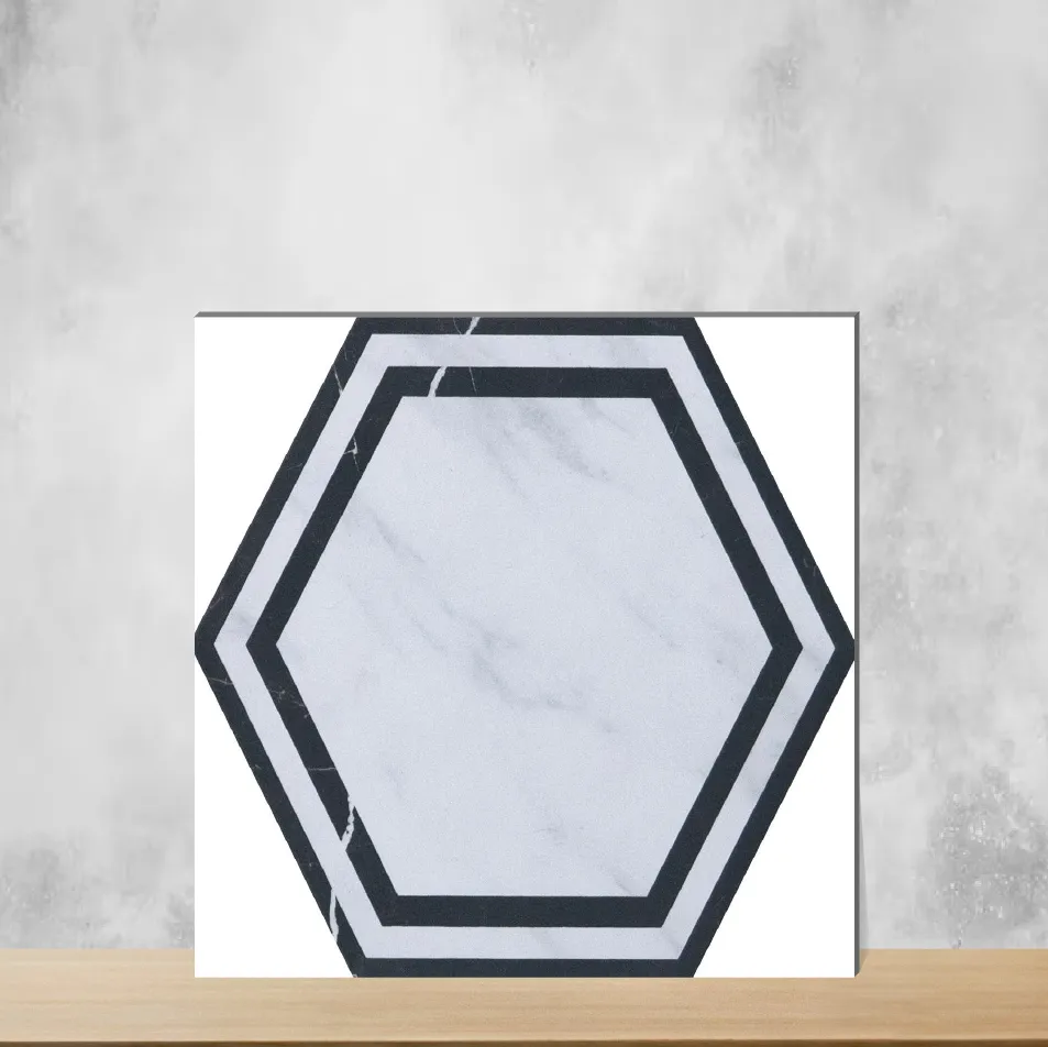 Hexalite Black Ice Frame Geometric & Abstracts Matt Rectangular Tiles TL-1200 (10x9 inch | 8 mm)