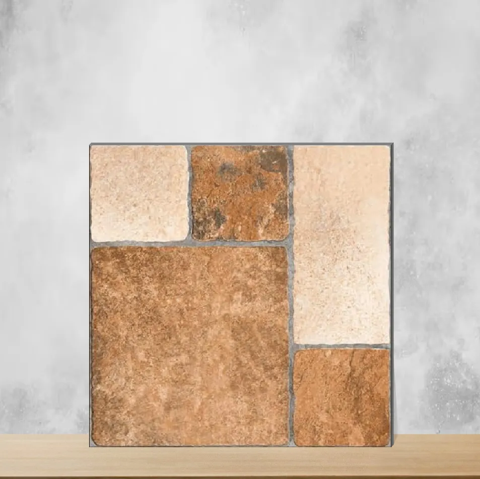 Vitrified Rustique Elegance Cotto Brown Punch Textures Matt Square Tiles TL-2330-B (16x16 inch | 12 mm)