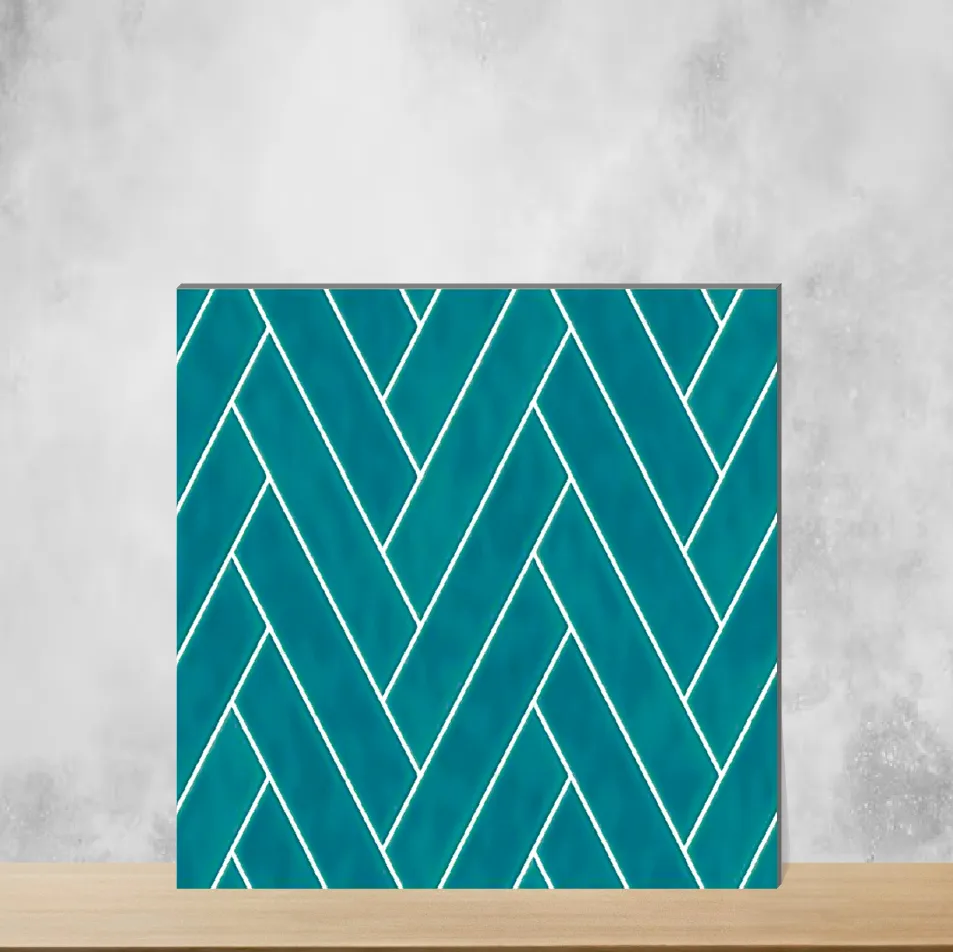 Ceramic Herringbone Solara Cobalt Blue Glossy Rectangular Tiles TL-2359-F (24x12 inch | 9 mm)