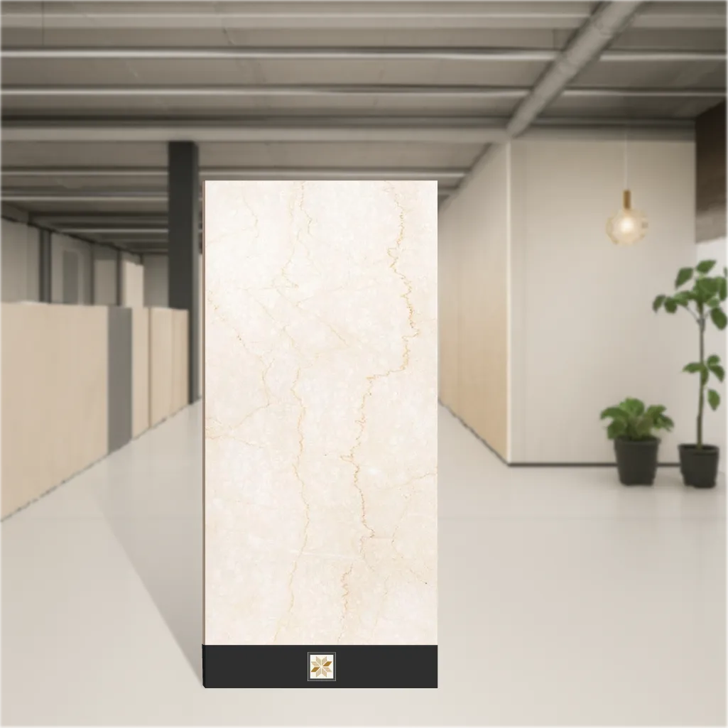 Vitrified Brissban Botticino Marbles & Stones Glossy Rectangular Tiles TL-1428 (4x2 feet | 9 mm)