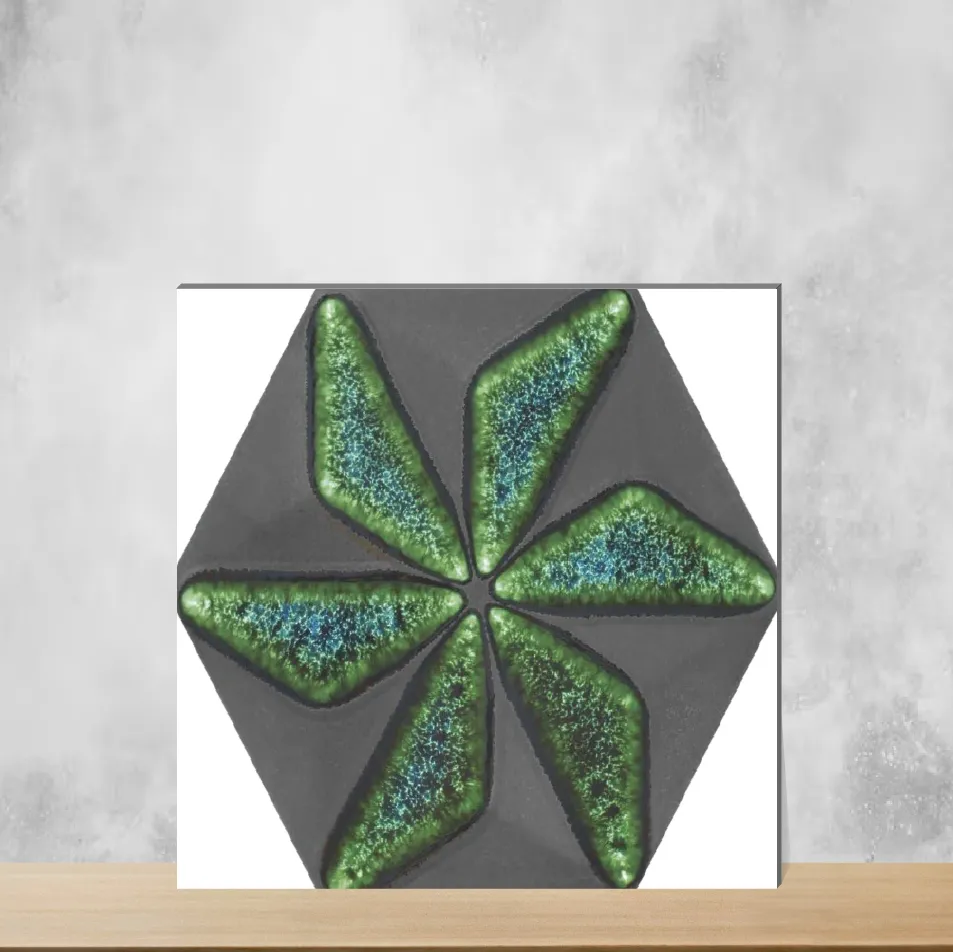 Ceramic Matrix Distinctive Fern Hexagonal Tiles Matt Square Tiles TL-143 (6x6 inch | 9 mm)