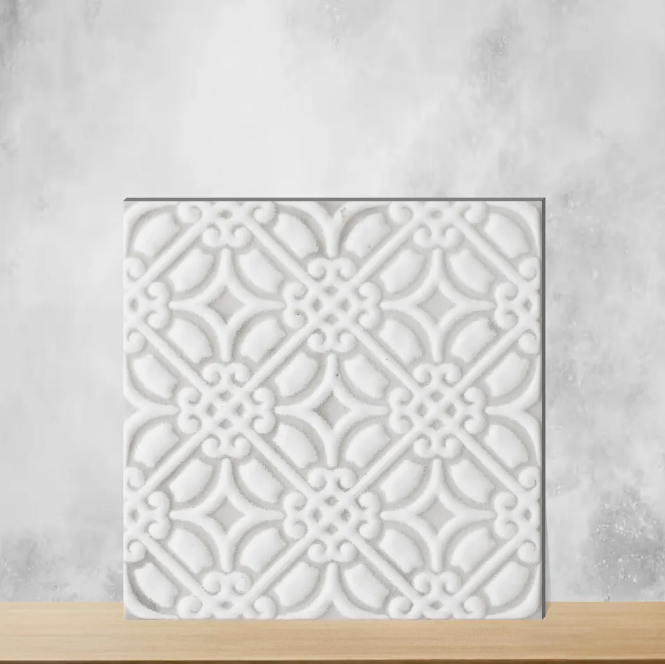 Vitrified Curved Grid Frost Bloom Geometric & Abstracts Square Tiles TL-146-B (6x6 inch | 9 mm)