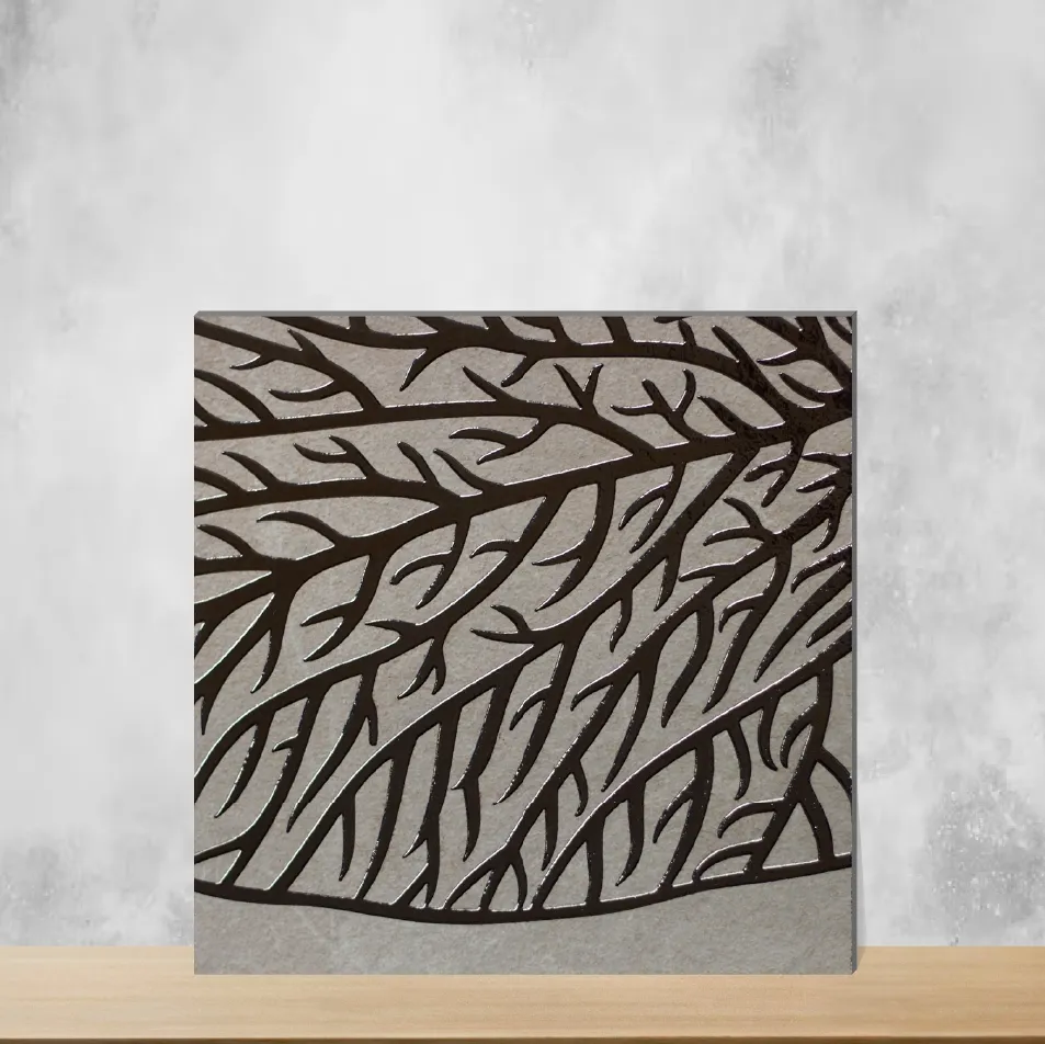 Vitrified Vein Branch Leaf Vein Square Tiles TL-167-E (8x8 inch | 9 mm)