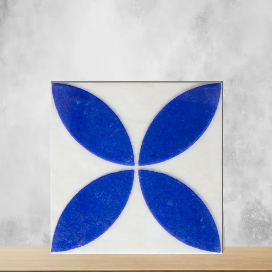 Vitrified Abstract Petal Azure Harmony Geometric & Abstracts Square Tiles TL-172-B (4x4 inch | 9 mm)