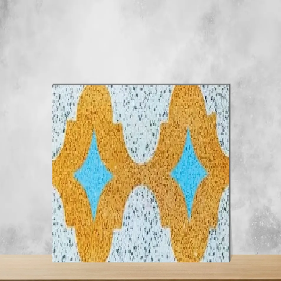 Athangudi Mezra Border Piece Mandala Glow Blue & Orange Handmade Tiles Matt Rectangular Tiles TL-54-B (10x5 inch | 25 mm)