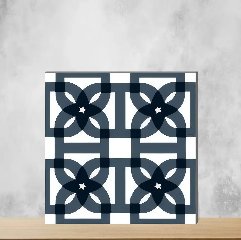 Vitrified Zellige Blue Overlaps Moroccans Matt Square Tiles TL-1714 (12x12 inch | 9 mm)