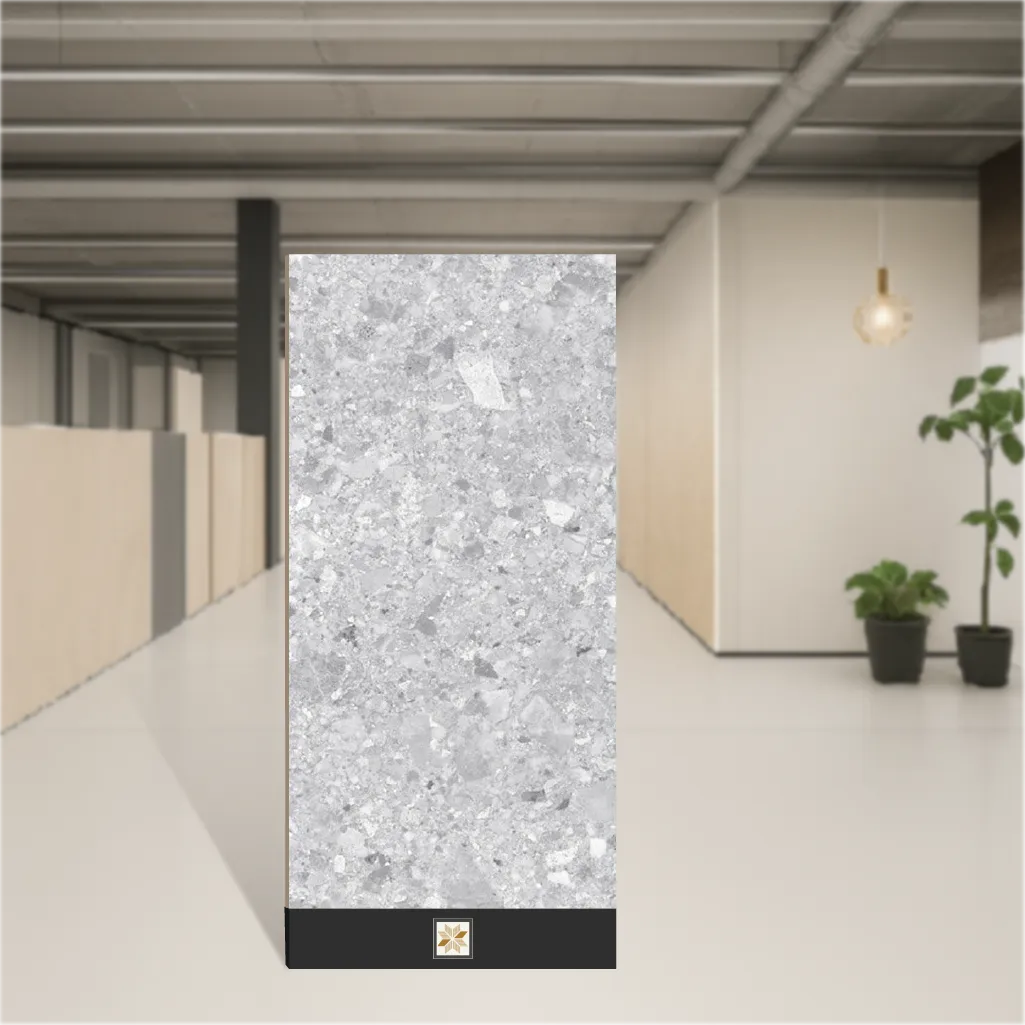 Vitrified Concrete Gris Marbles & Stones Glossy Rectangular Tiles TL-1802 (4x2 feet | 9 mm)