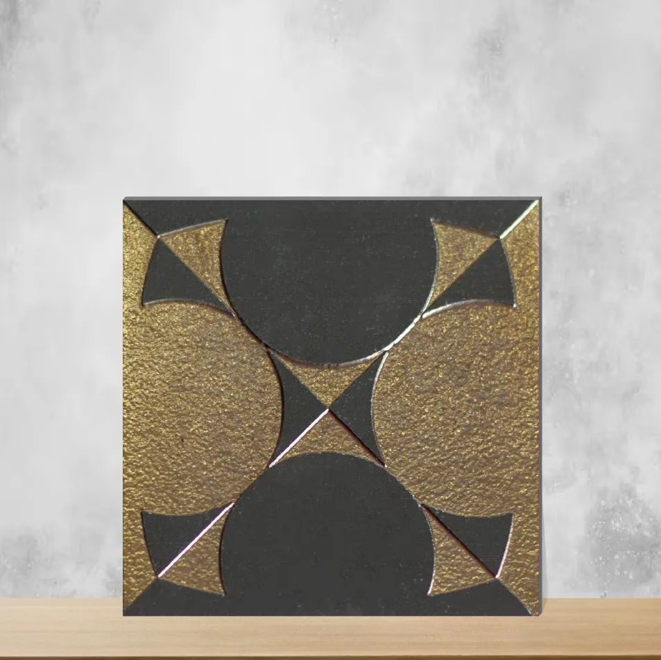 Vitrified Circle Harmony Opulent Metal Square Tiles TL-193-C (4x4 inch | 9 mm)