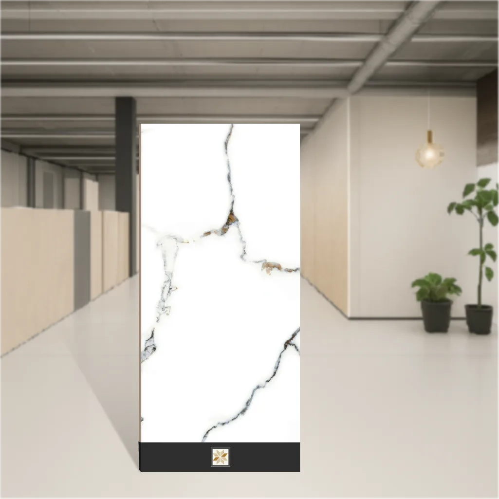 Vitrified Chrome White Marbles & Stones Glossy Rectangular Tiles TL-1829 (4x2 feet | 9 mm)