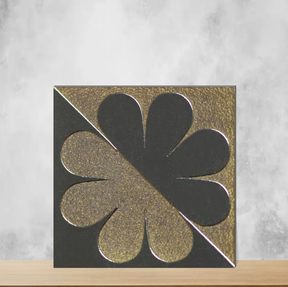 Vitrified Petal Divide Opulent Metal Square Tiles TL-193-G (4x4 inch | 9 mm)