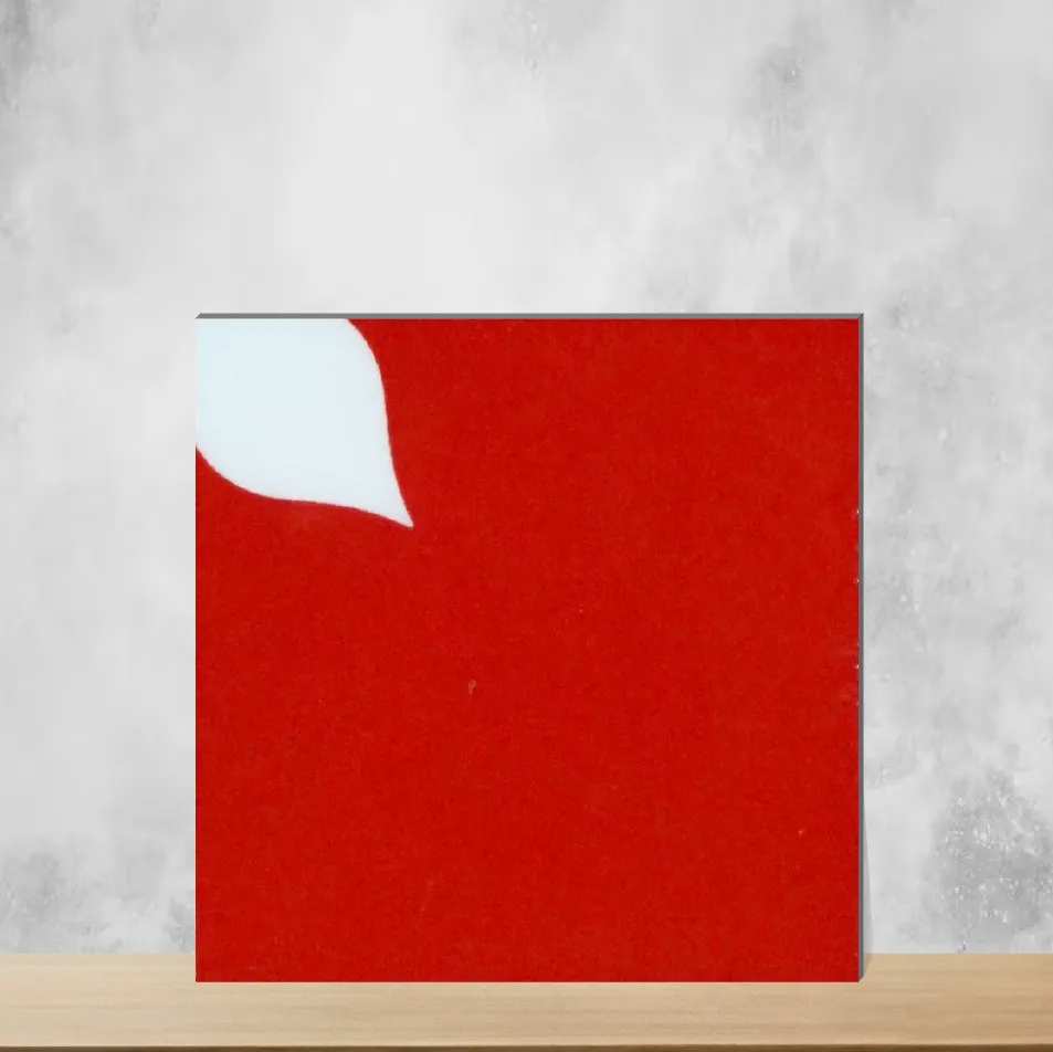 Ceramic Florica Red Center Piece Cardinal Cascade Handmade Tiles Glossy Square Tiles TL-198-C (3x3 inch | 7 mm)