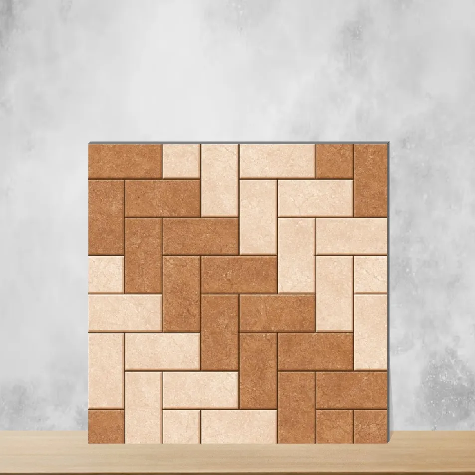 Vitrified Strada Herringbone Crema Geometric & Abstracts Matt Square Tiles TL-4902-B (16x16 inch | 12 mm)