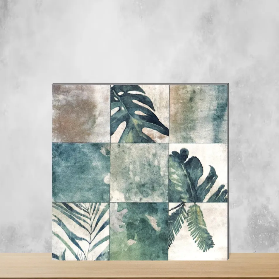 Ceramic Foliage Leaf Tropical Florals Matt Square Tiles TL-2071 (12x12 inch | 9 mm)