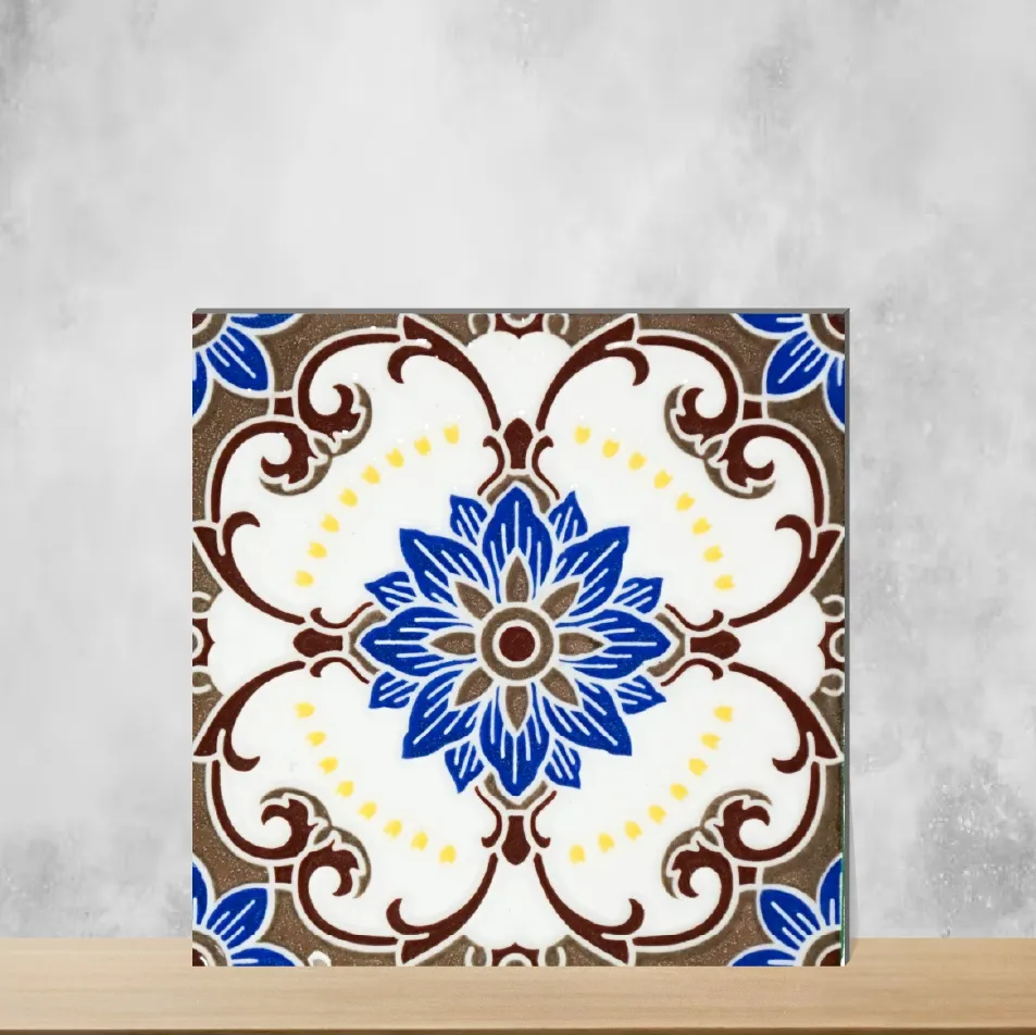 Ceramic Florica White Frost Petal Handmade Tiles Glossy Square Tiles TL-35-E (6x6 inch | 7 mm)