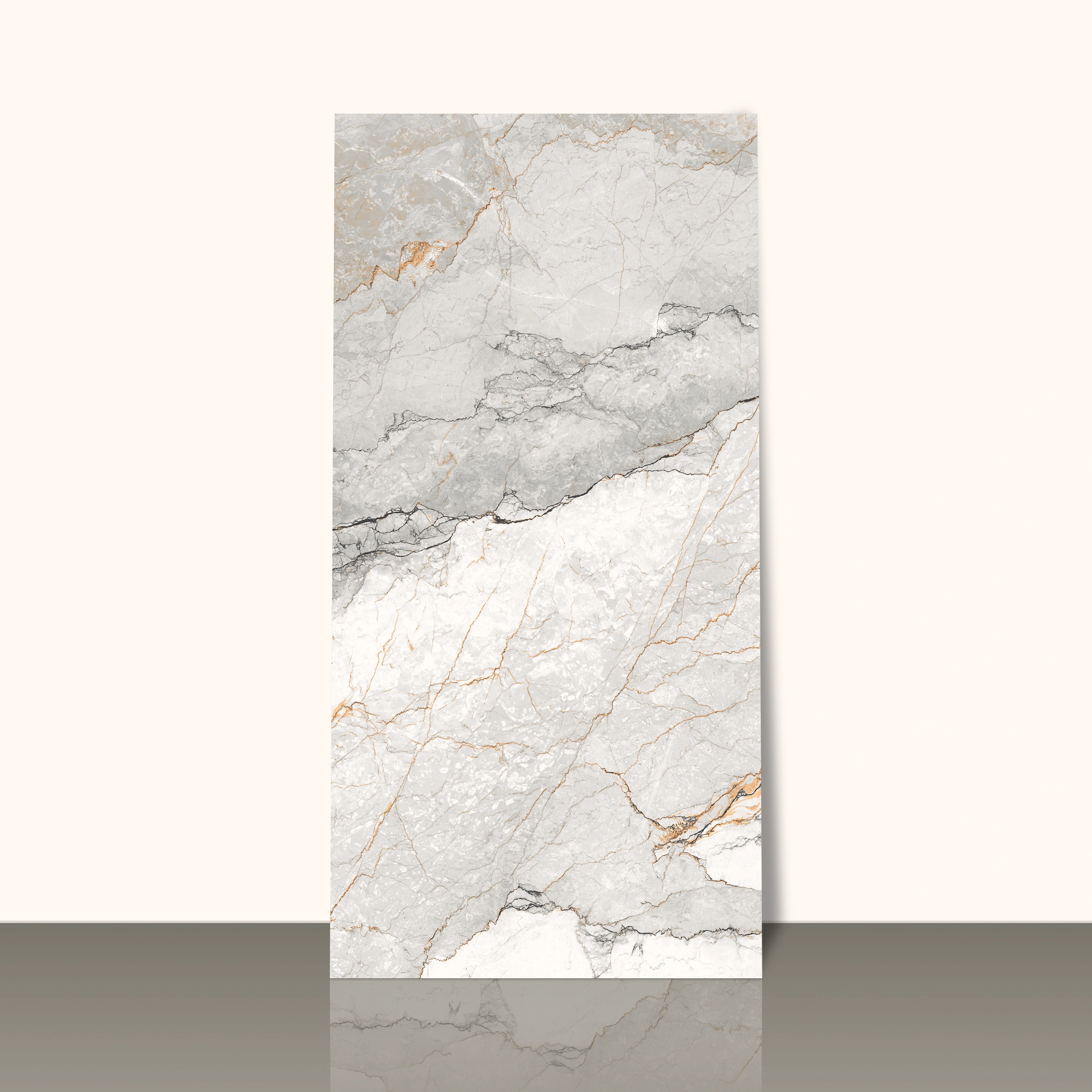 Lumina Ivory Blossom Endless Matching Glossy Rectangular Tiles TL-2441 (4x2 feet | 9 mm)