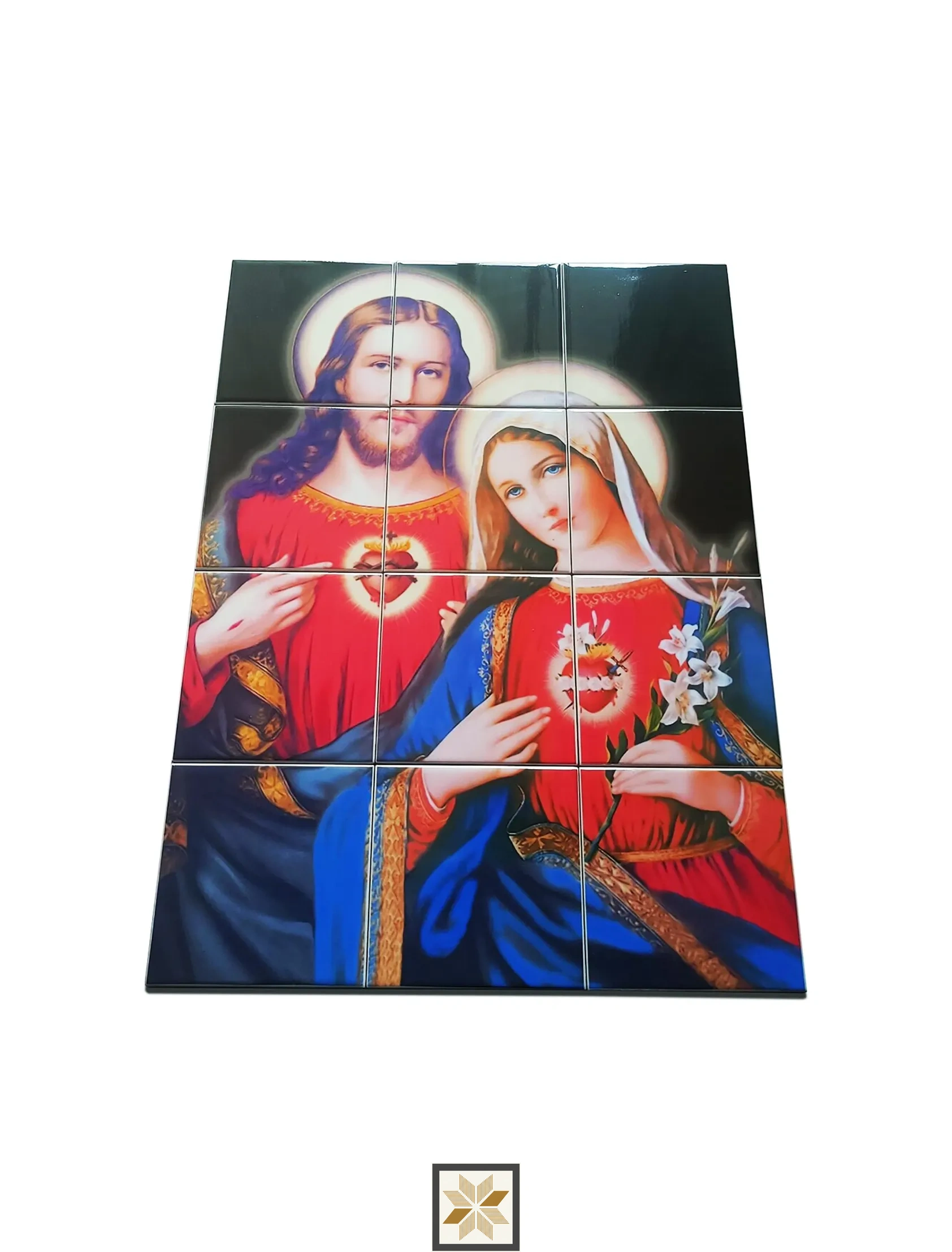 Ceramic Sacred Hearts of Jesus and Mary God Tiles Matt Square Tiles TL-24626 (4x4 inch | 9 mm)