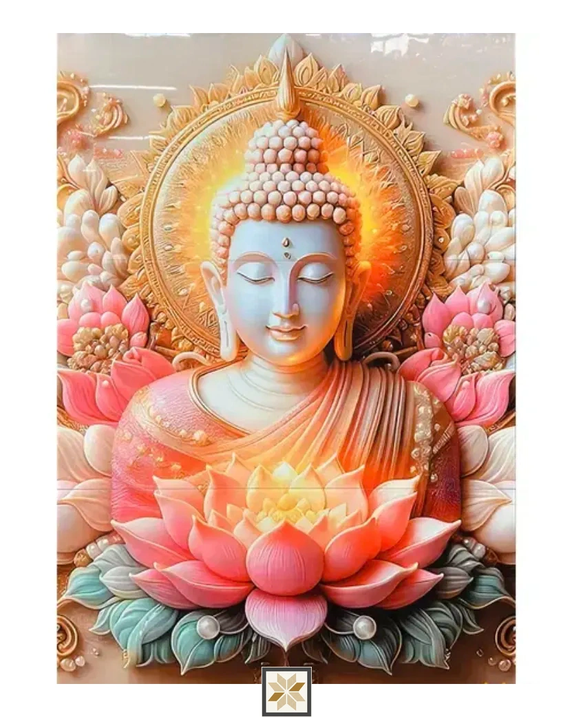 Vitrified Buddha Poster God Tiles Glossy Rectangular Tiles TL-24627 (4x6 feet | 9 mm)