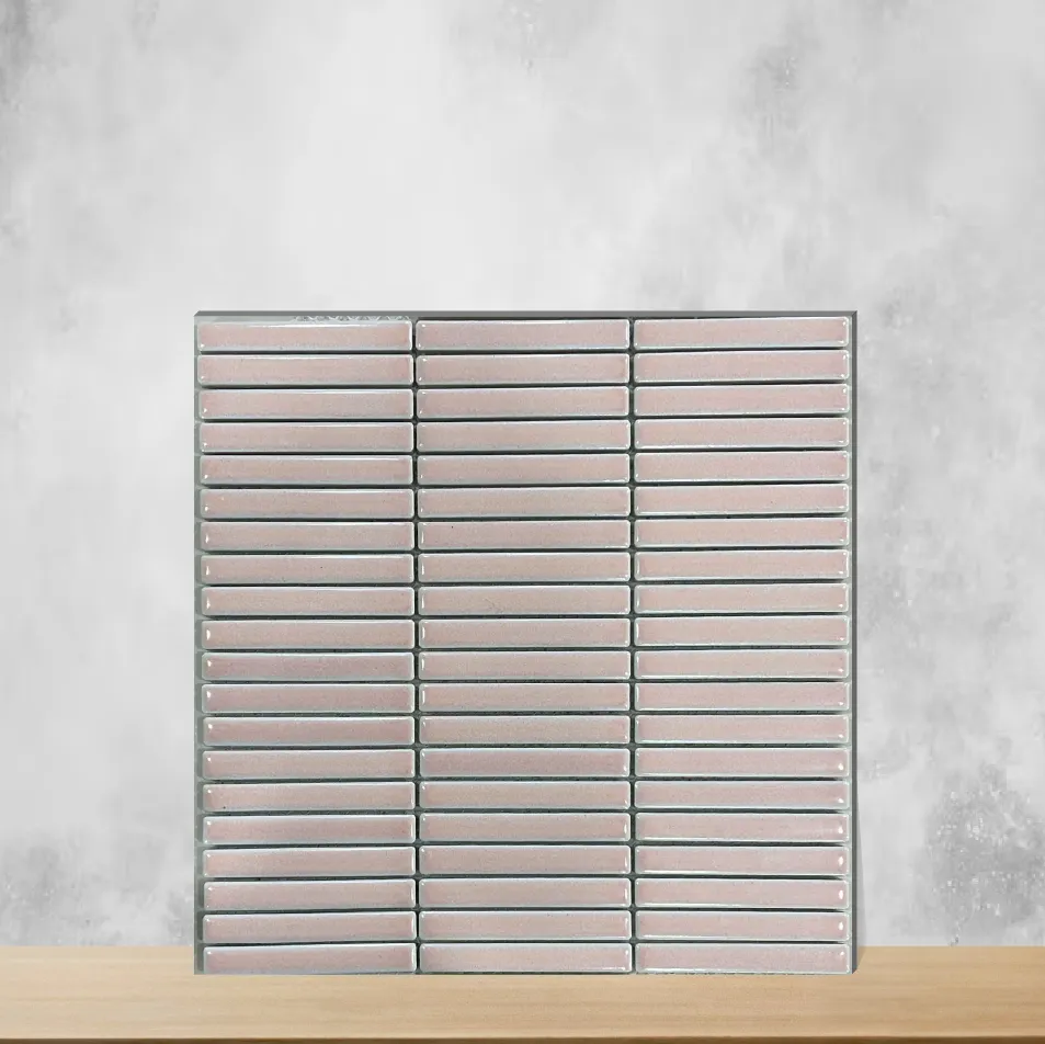 Pink Strip Glossy Rectangular Tiles TL-251 (11x12 inch | 8 mm)