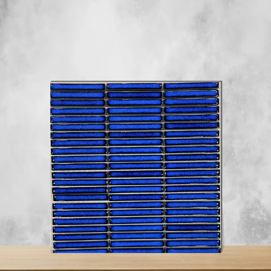 Blue Strip Glossy Rectangular Tiles TL-255 (11x12 inch | 8 mm)