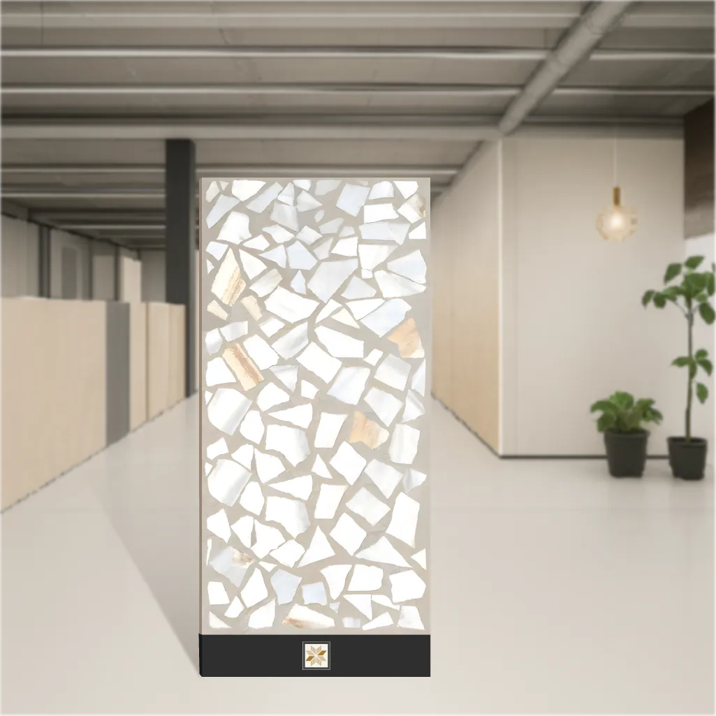 Vitrified Trioti Bianco Terrazzo Matt Rectangular Tiles TL-2584 (4x2 feet | 9 mm)