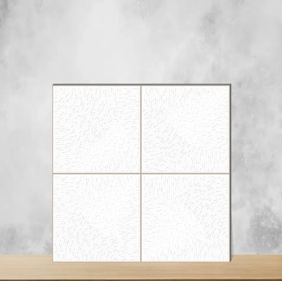 Ceramic Tones Circlet Bianco Punch Textures Glossy Square Tiles TL-6885-G (12x12 inch | 9 mm)