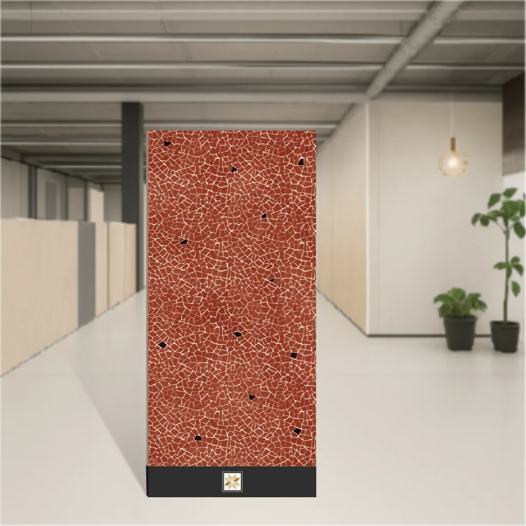 Vitrified Crackle Rosso Terrazzo Matt Rectangular Tiles TL-2703-D (4x2 feet | 9 mm)