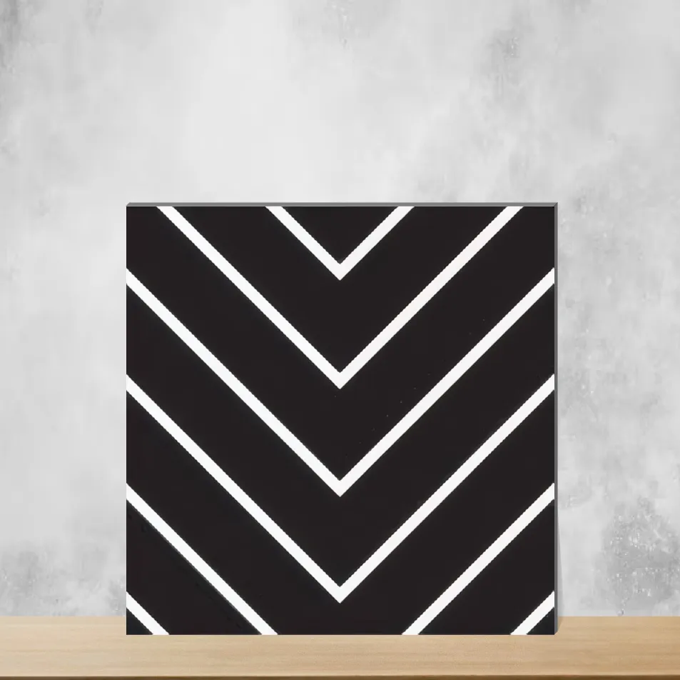 Ceramic Morissa Black Vline Moroccans Matt Square Tiles TL-2827 (12x12 inch | 7.5 mm)
