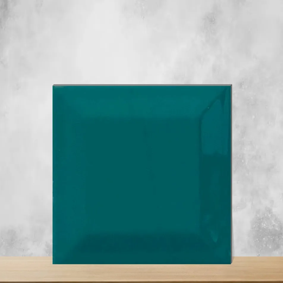 Ceramic Aqua Blue Bevelled Glossy Square Tiles TL-422-C (4x4 inch | 5.8 mm)