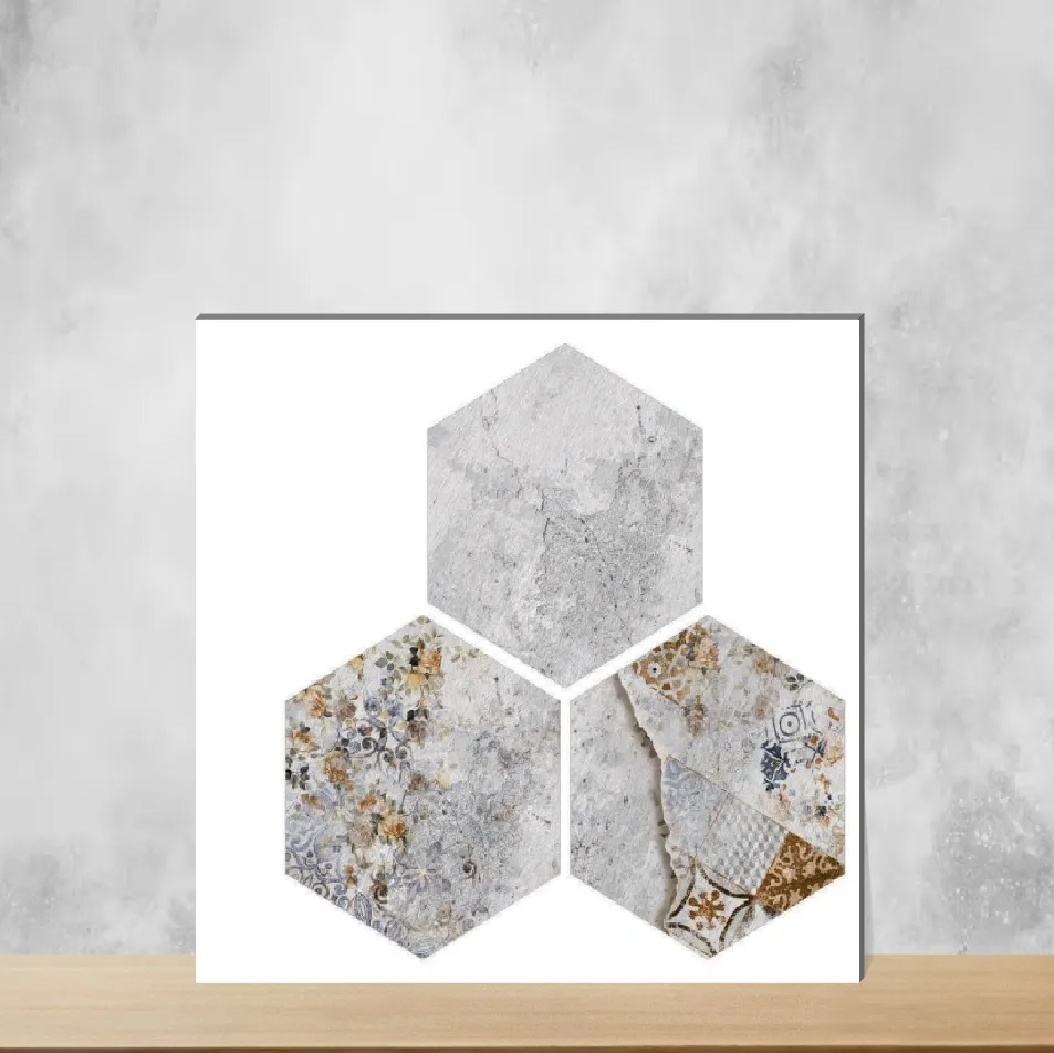 Vitrified Geome Fellow Cemento Hexagonal Tiles Matt Rectangular Tiles TL-3177-C (12x10 inch | 9 mm)