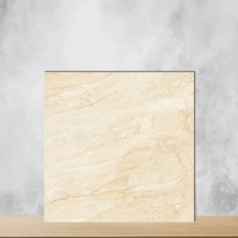 Vitrified Yuta Cream Marbles & Stones Glossy Square Tiles TL-3364 (2x2 feet | 9 mm)