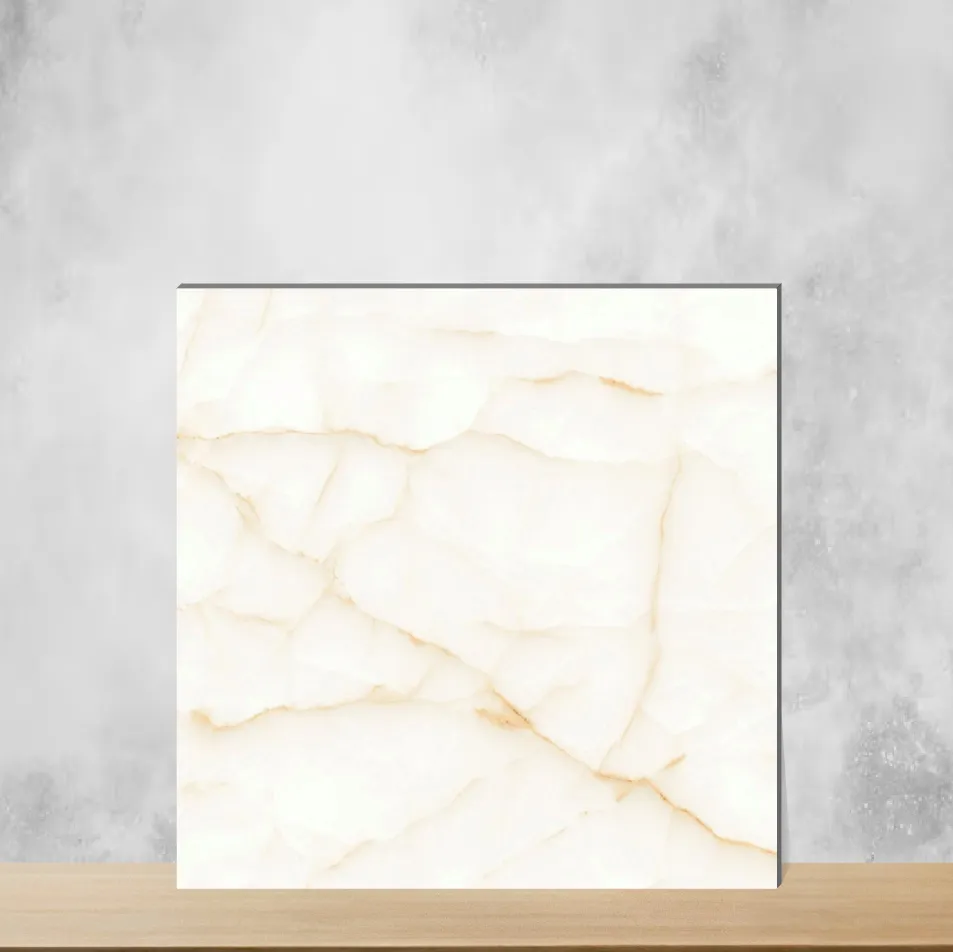 Vitrified Sky Cream Onyx Marbles & Stones Glossy Square Tiles TL-3402 (2x2 feet | 9 mm)