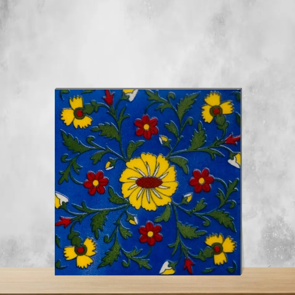 Ceramic Florica Blue Indigo Illusion Handmade Tiles Glossy Square Tiles TL-93-F (4x4 inch | 7 mm)