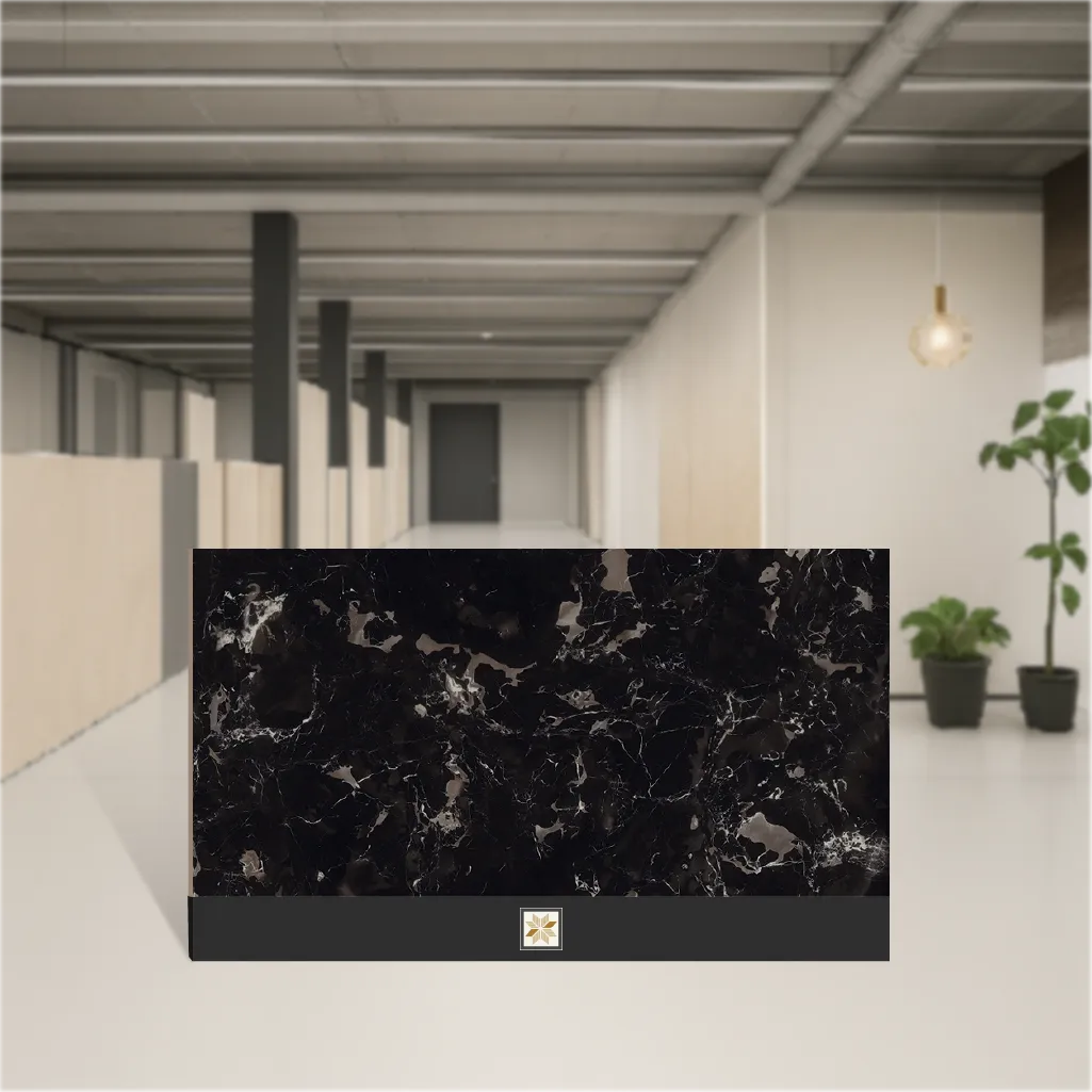 Vitrified Gravier Galaxy Silver Marbles & Stones Hi-Glossy Rectangular Tiles TL-3613-C (4x2 feet | 9 mm)