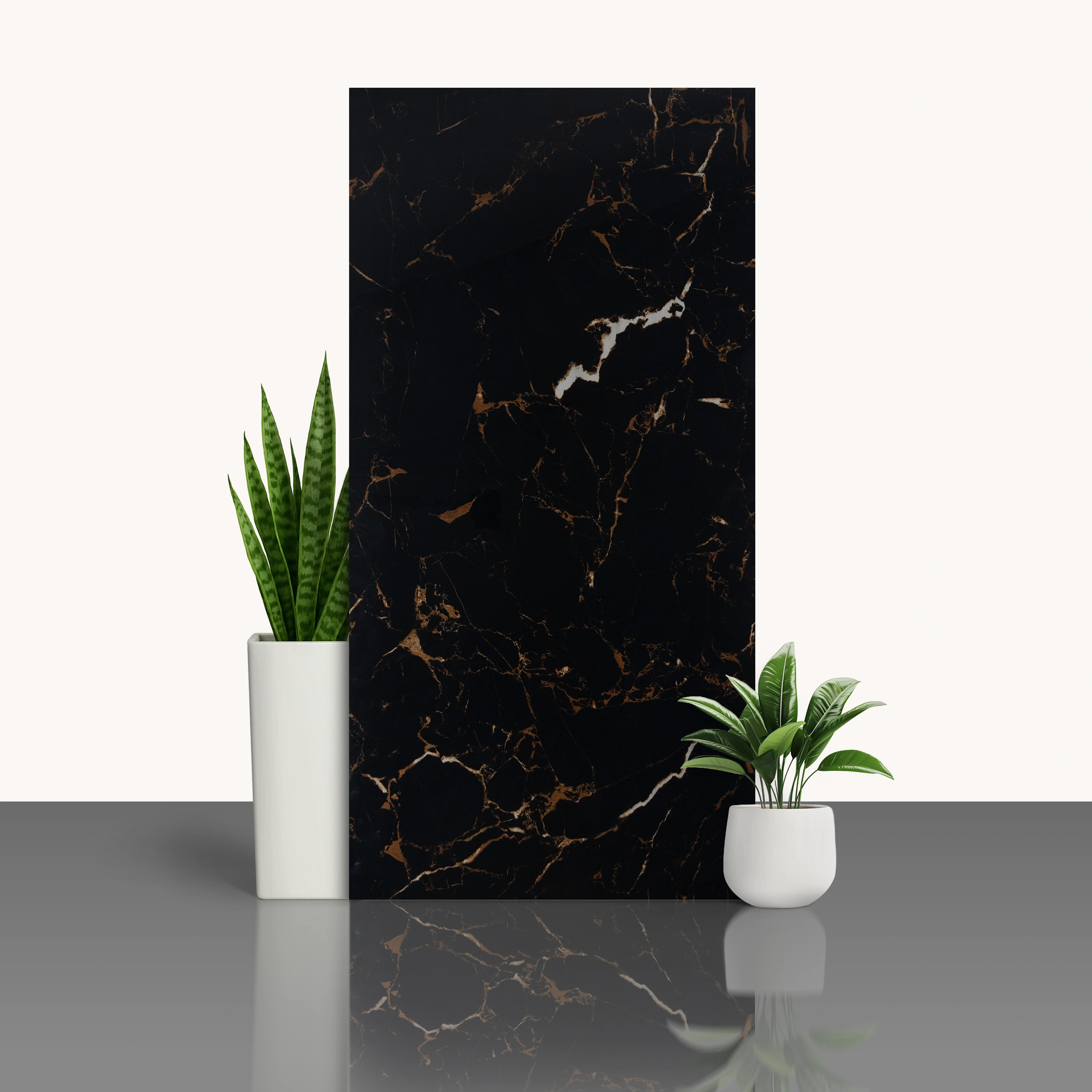 Vitrified Space Black Endless Matching Hi-Glossy Rectangular Tiles TL-3630 (4x2 feet | 9 mm)