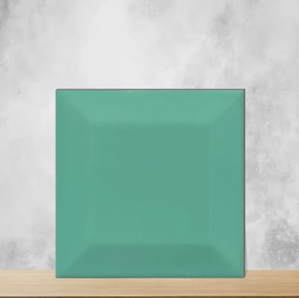 Ceramic Aqua Green Bevelled Glossy Square Tiles TL-422-D (4x4 inch | 5.8 mm)
