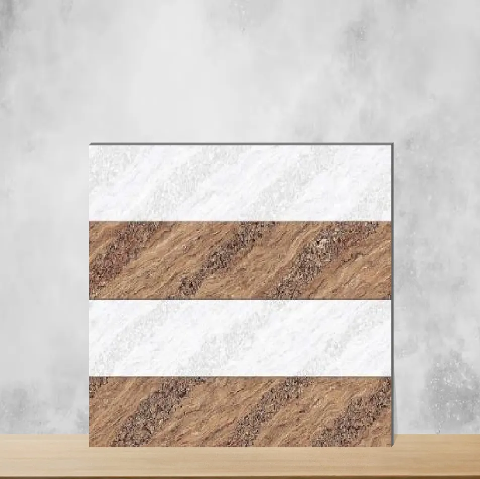 Polar White & Brown Highlighter Tiles Rectangular Tiles TL-3726-E (18x12 inch | 6 mm)