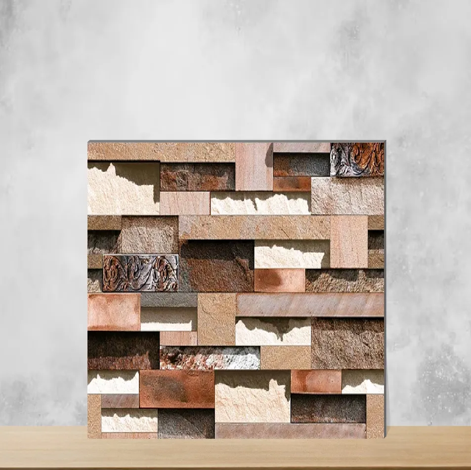 Vitrified Chestnut Cocoa Marbles & Stones Sugar Rectangular Tiles TL-3735 (24x12 inch | 8 mm)