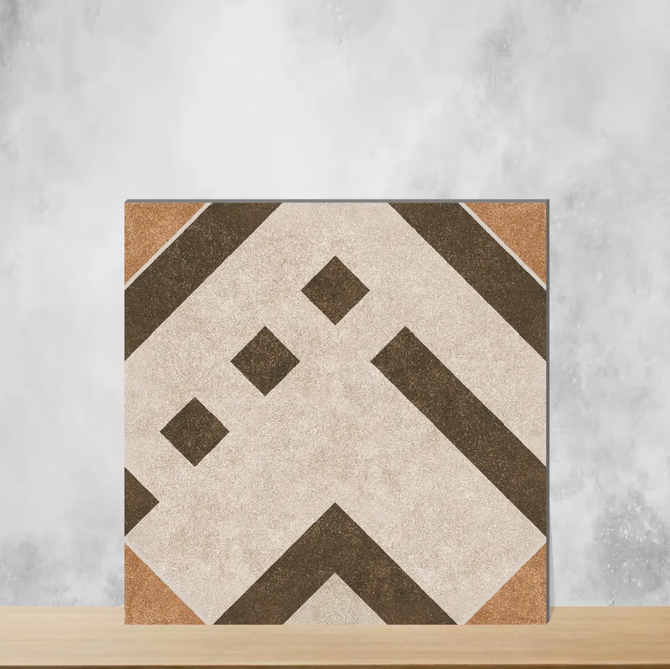 Vitrified Tetris Brown Geometric & Abstracts Matt Square Tiles TL-4209-B (16x16 inch | 12 mm)