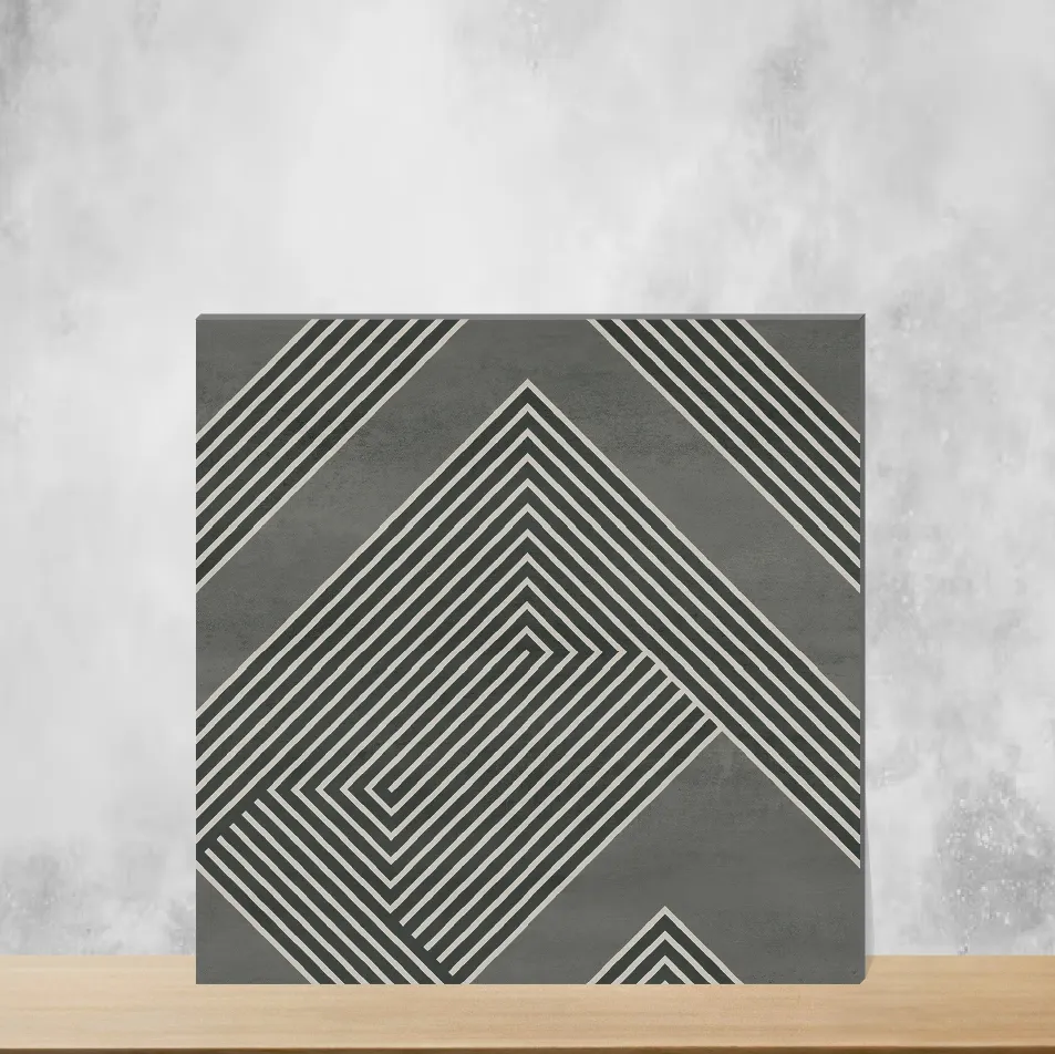 Vitrified Engrave Smokey Geometric & Abstracts Matt Square Tiles TL-4186-I (16x16 inch | 12 mm)