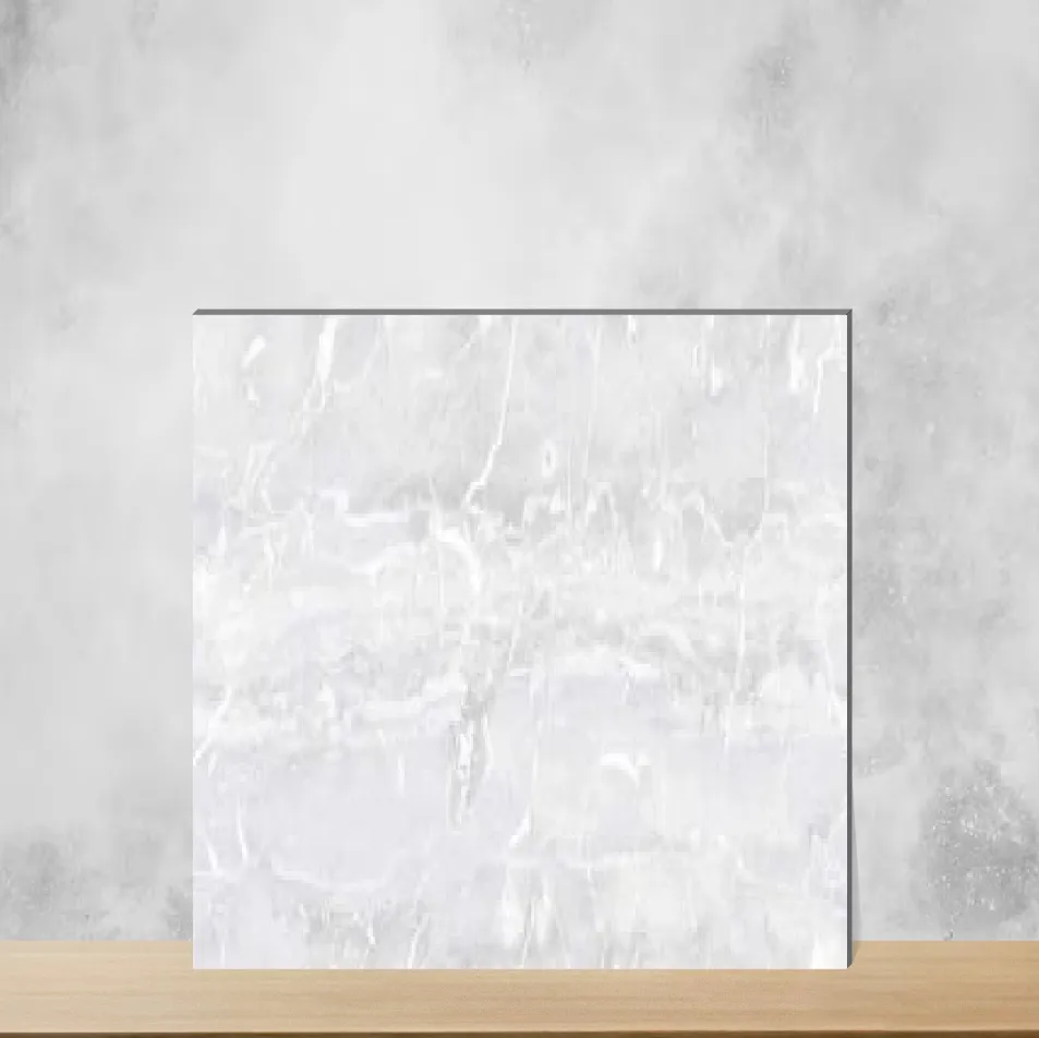 Ceramic Pearl White Light Marbles & Stones Glossy Rectangular Tiles TL-3975-E (24x12 inch | 6 mm)